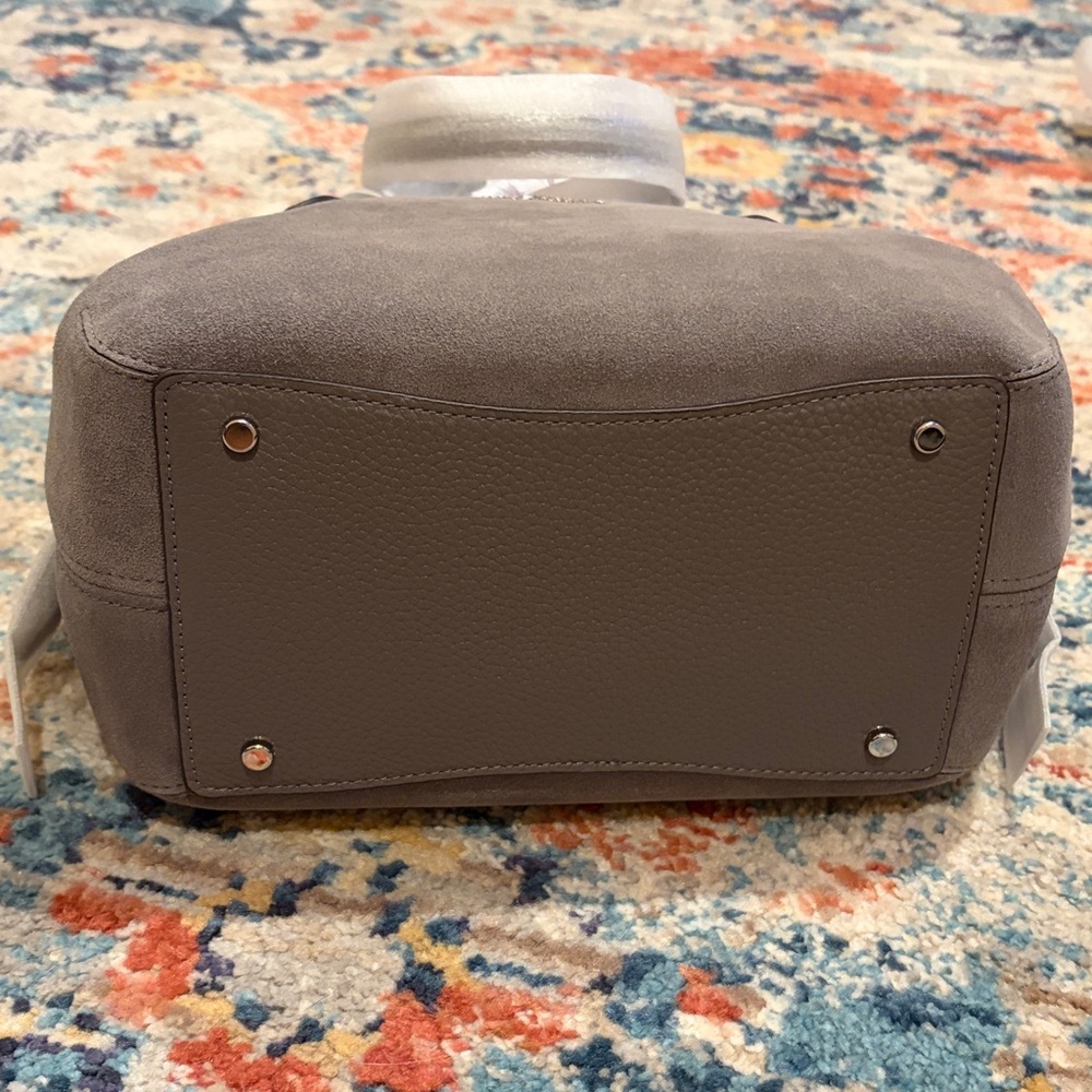 NWT Kate Spade NY â ď¸ Dumpling Suede Small Satchel Gray Leather Hare Grey New - Picture 8 of 13